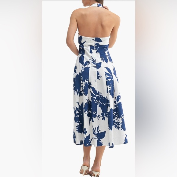 NWOT Mila Mae Blue Floral Halter Dress size L - Picture 2 of 5